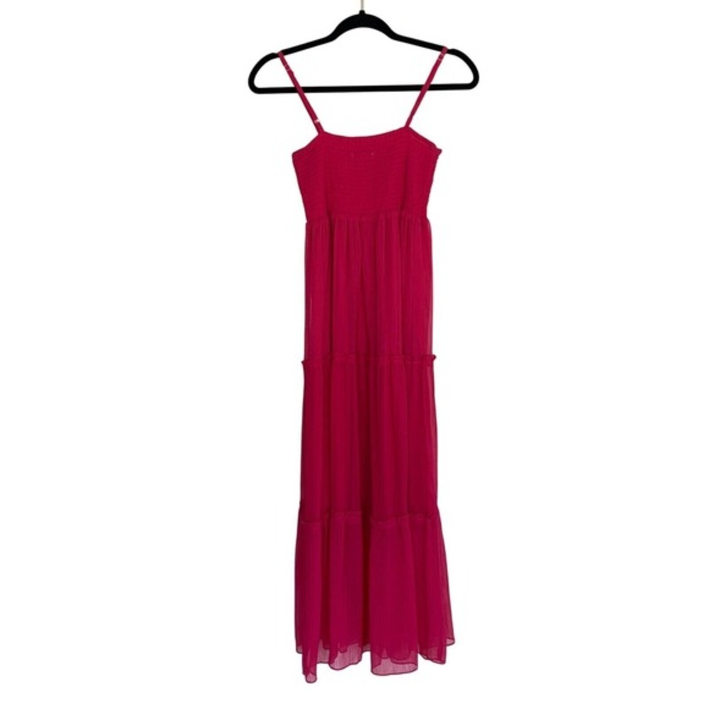 Shana Maxi Dress Tiered Smocked‎ Sundress Casual Summer Party Dress Pink Size M